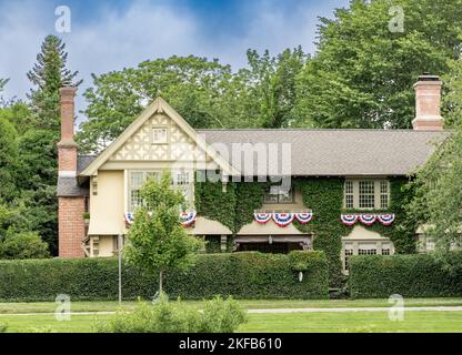 Detail image of the Baker House 1650 in East Hampton, NY Stock Photo