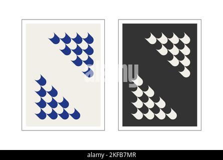 Bauhaus poster. Two abstract vertical posters with cylinders. Stock Vector