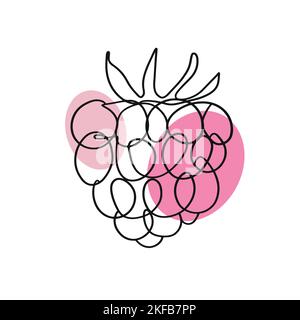 One line organic raspberry drawing, minimal logo design Stock Vector