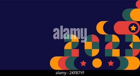Bauhaus geometric christmas web banner. Stock Vector