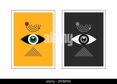 Bauhaus eye. Two abstract vertical posters. Stock Vector