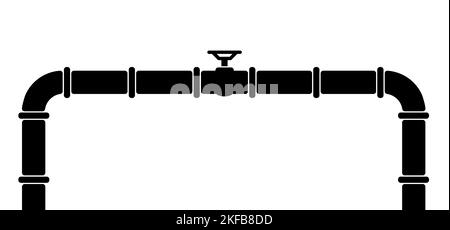 Water, oil or gas pipeline with fittings and valves. Pipeline and black ...