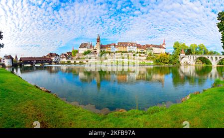 Medieval village Bremgarten near Zurich, Canton Aargau, Switzerland Stock Photo