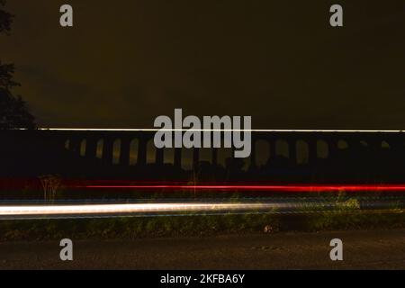 Ouse Valley Viaduct at night Stock Photo