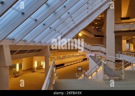 Berlin, Germany - Sept 2022:Foyer of Berliner Philharmonie is a concert hall in Berlin, Germany. Home to the Berlin Philharmonic Orchestra Stock Photo