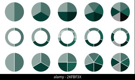 Wheel round diagram part set. Colorful diagram collection with 2,3,4,5,6 sections. Design for web and mobile app. Stock Vector