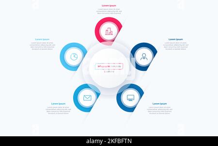 Five option circle infographic design template. Vector illustration Stock Vector