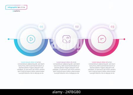 Abstract vector gradient minimalistic infographic template composed of 3 circles Stock Vector
