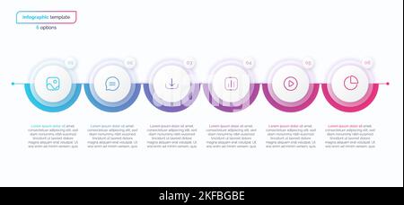 Abstract vector gradient minimalistic infographic template composed of 6 circles Stock Vector