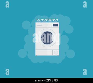 Washing machine sets the washing program for the washing machine logo design. Laundry service, Concept of housework with washing machine  vector. Stock Vector