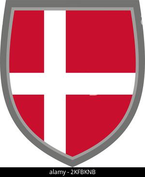 Shield with the colors of Denmark flag, icon Danish shield cut out Stock Vector