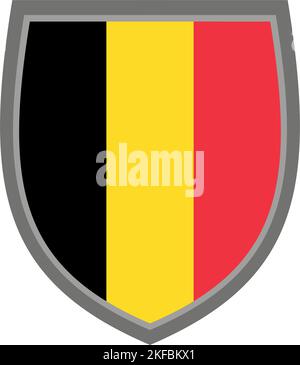 Shield with the colors of Belgium flag, icon Belgian cut out Stock Vector