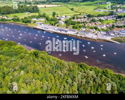 Aerial view of the river Moy at Ballina in County Mayo - Republic of Ireland. Stock Photo