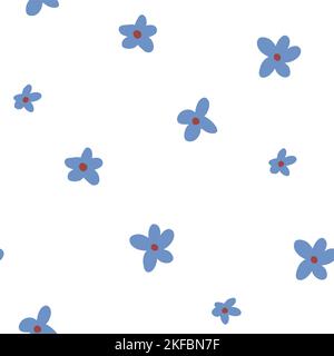 Cute Floral pattern in the small flower. Ditsy print. Motifs scattered random. Seamless vector texture. Elegant template for fashion prints. Printing with very small blue flowers. White background. Vector illustration Stock Vector