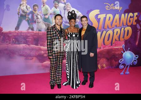 Gabrielle Union and Jake Gyllenhaal arrives at the UK premiere of Walt Disney Animation Studios' Strange World at Cineworld Leicester Square in London. Picture date: Thursday November 17, 2022. Stock Photo