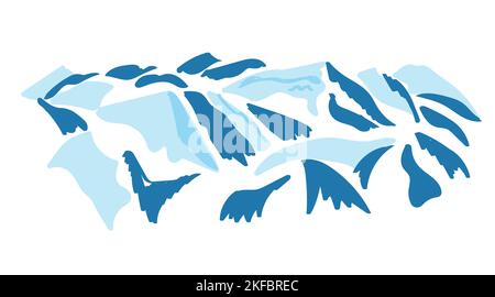 Blue mountains, hand-drawn with ink and watercolors in sketch style. Vector illustration. Stock Vector
