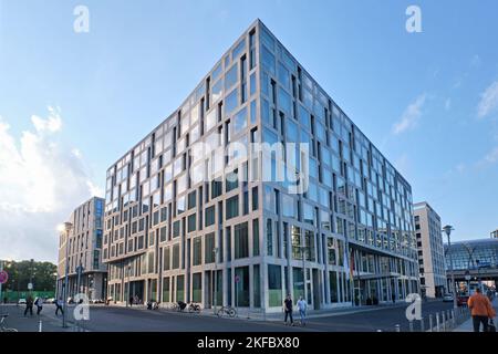 Berlin, Germany - Sept 2022: Steigenberger Hotel am Kanzleramt modern new building facade Stock Photo