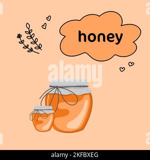 A cute illustration with jars of honey Stock Vector