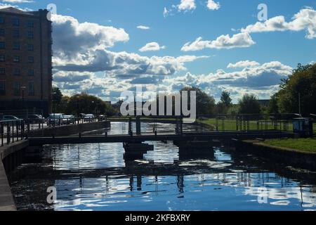 A view of Scotland's famous, historic Forth and Clyde canal A view of Scotland's famous, historic Forth and Clyde canal Stock Photo