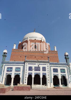 The Shrine of Bahauddin Zakariya is a 13th-century shrine located in the city of Multan, in Pakistan's Punjab province Stock Photo