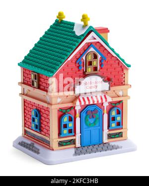 Miniature Toy candy Store Model Cut Out on White. Stock Photo