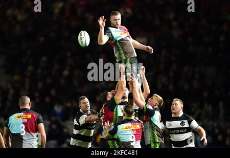 General view of the line out during the Barbarians autumn tour match at Twickenham Stoop, London. Picture date: Thursday November 17, 2022. Stock Photo