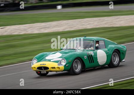 Antony Bamford's ex David Piper 1962 Ferrari 250GTO #3767GT driven by Jackie Stewart in the Ferrari 75th Anniversary Celebration Goodwood Revival 2022 Stock Photo