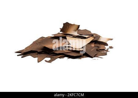 Burnt paper isolated on a white background. Copy space. Stock Photo