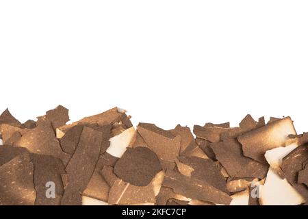 Burnt paper isolated on a white background. Copy space. Stock Photo