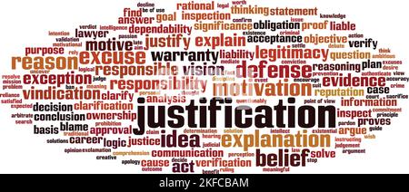 Justification word cloud concept. Collage made of words about justification. Vector illustration Stock Vector