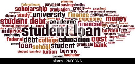 Student loan word cloud concept. Collage made of words about student loan. Vector illustration Stock Vector