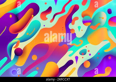 Vibrant wavy liquid fluid cartoon abstract background Stock Photo