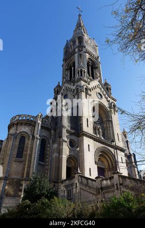 The Church of Our Lady of the Holy Cross of Menilmontant- Notre-Dame-de-la-Croix de Menilmontant in French is a Roman Catholic parish church located Stock Photo