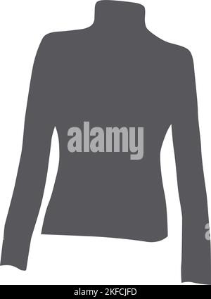Stylized image of padded mid-season T-shirt with long sleeves and high collar in trendy gray tones. Isolate. Sticker. Icon. label. Suitable for price tag, invitation cards poster, flyers. Vector. EPS Stock Vector