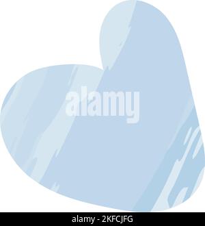 Hand drawn heart shape in trendy blue sea tones in a watercolor manner. Isolate. Abstract backdrop, texture. Suitable for sticker, price tag, label or invitation cards, posters, flyers, wrapping. Eps Stock Vector