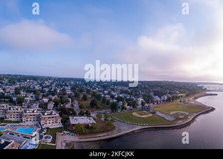 An aerial view of the building and streets of Newport, Rhode Island, America Stock Photo