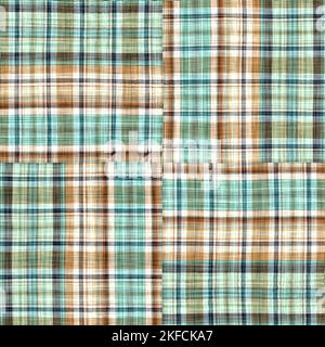 Teal rustic coastal beach house check fabric tile. Seamless sailor flannel textile gingham repeat swatch. Stock Photo