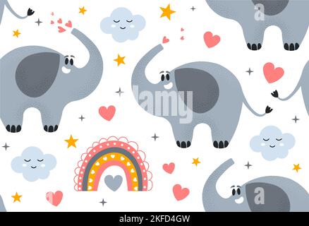 Seamless pattern with elephants Stock Vector