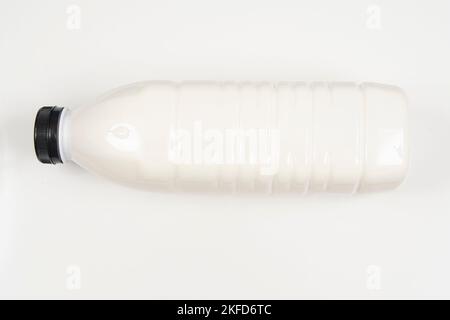 1 liter plastic milk pot on white background isolated Stock Photo