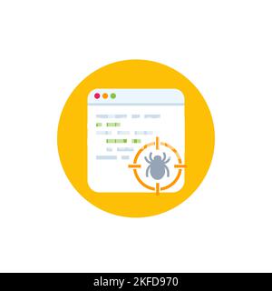 Debugging vector icon with a bug and target Stock Vector