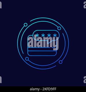 card PIN code icon, linear design Stock Vector