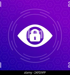 eye and lock, privacy control icon for web Stock Vector