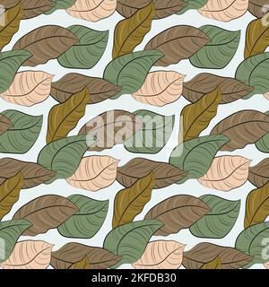 Cartoon foliage seamless pattern on light backdrop Stock Vector