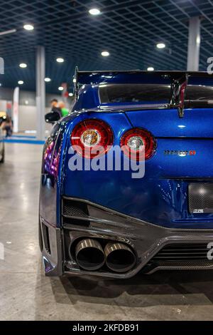 A blue Nissan GTR R35 during DAY1 World of Cars Stock Photo - Alamy