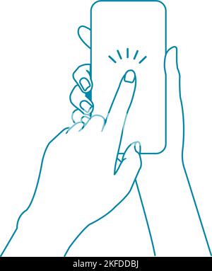 Vector illustration of tapping a smartphone Stock Vector