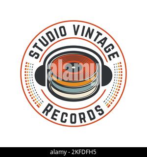 Studio Vintage Record Logo Stock Vector