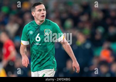 Dublin, Ireland. 17th Nov, 2022. Josh Cullen of Ireland during the International Friendly match between Republic of Ireland and Norway at Aviva Stadium in Dublin, Ireland on November 17, 2022 (Photo by Andrew SURMA/ Credit: Sipa USA/Alamy Live News Stock Photo