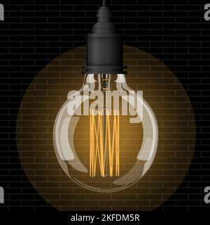 Vintage style retro light bulb transparent detailed vector illustration Stock Vector