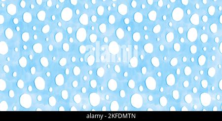 Tranquil blue seamless playful hand drawn kidult polka dot doodle fabric pattern. Cute watercolor dalmatian or leopard spots background texture. Boys Stock Photo