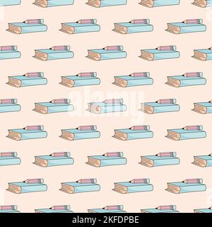 BOOK AND PENCIL School Seamless Pattern Vector Illustration For Print Stock Vector